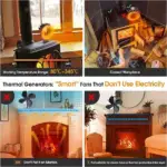 4 Blades Wood Stove Fans Heat Powered
